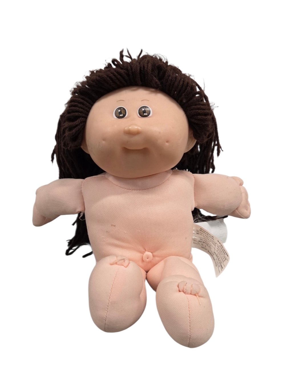 Vintage 1978, 1982-87 Cabbage Patch Brown-Haired Baby Doll Soft Pink Body